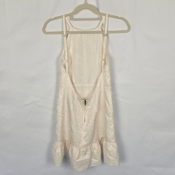 Stone Cold Fox Silk Mini Dress Size 1 White Leopard Jacquard w/ Ruffle Hem - Picture 7 of 7